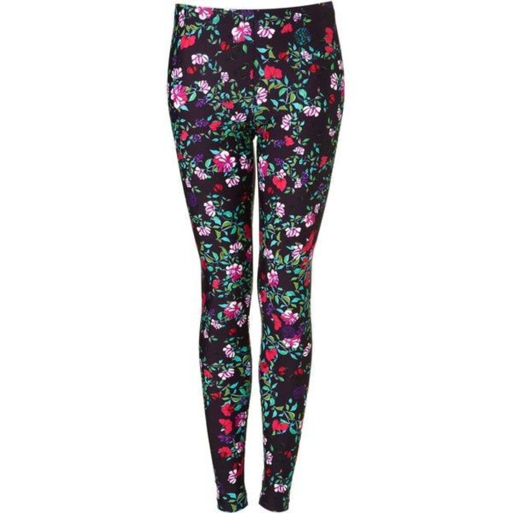 Mary Katrantzou Topshop Navy Blue Floral Full Length Leggings Womens US 8